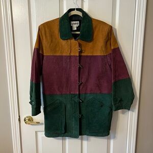 Vintage Color-Blocked Leather/Suede Jacket
